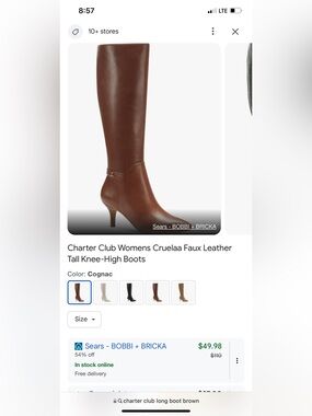 Charter Club Cruelaa Tall Knee-High Boots in Cognac Brown